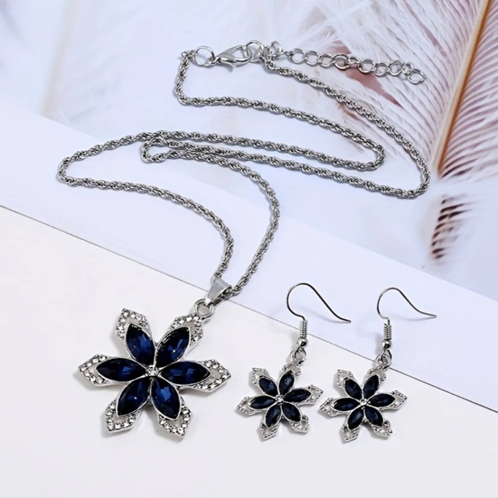 Austrian Crystal Silverplated Simulated Sapphire … - image 6